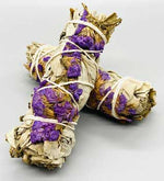 4" White Sage & Purple Sinuata smudge stick
