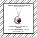 #sharingiscaring  EVERYONE that reposts and tags us in this picture within the next 24 HOURS will receive a FREE 1 Pcs Hollow Moon & Glass Galaxy Statement Necklace Silver Chain Pendant