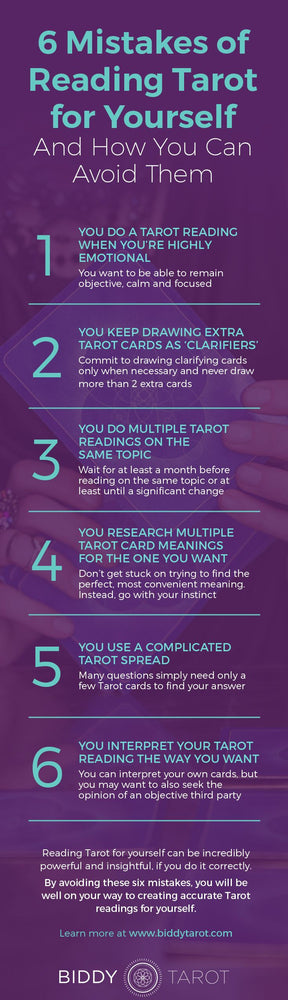 Learn the top 6 mistakes of reading #tarot for yourself.