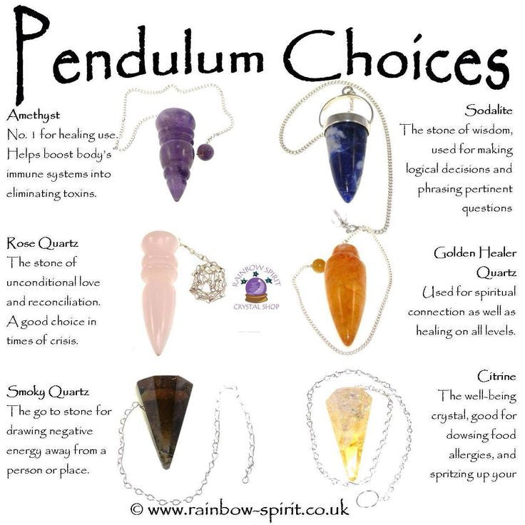 Crystal healing choices for dowsing pendulums                                                                                                                                                      More