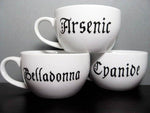 Coffee Cup - Ominous ABC's - Hand Painted Tea Cups - Arsenic - Cyanide …