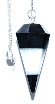 
            
                Load image into Gallery viewer, 6-sided Tourmaline &amp;amp; White Agate pendulum
            
        