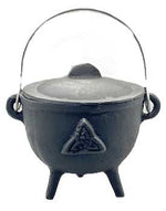 4.5" Triquetra cast iron cauldron w/ lid