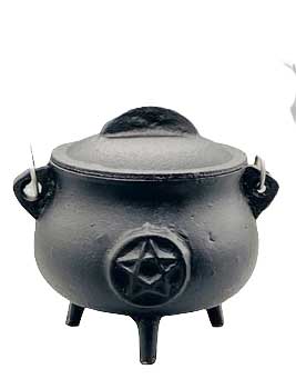5.5" Pentagram cast iron cauldron w/ lid