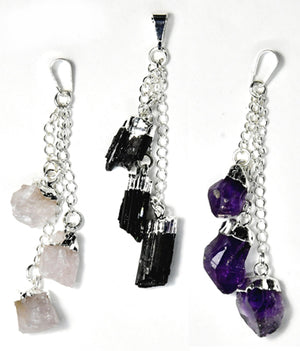 
            
                Load image into Gallery viewer, 3 pc Rough pendant various stones
            
        