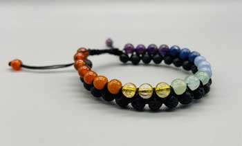
            
                Load image into Gallery viewer, 6mm 7 Chakra &amp;amp; Lave double weave bracelet
            
        