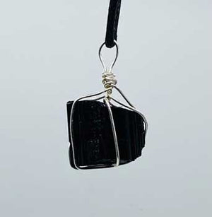 Black Tourmaline wire wrapped pendant