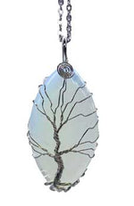 1 3/4" oval Tree of Life White Opalite necklace