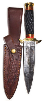 10 1/2" Twisted Horn Damascus athame
