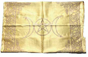 
            
                Load image into Gallery viewer, 21&amp;quot; x 21&amp;quot; Gold Triple Moon altar cloth
            
        