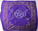 Purple Triple Moon Pentagram altar cloth
