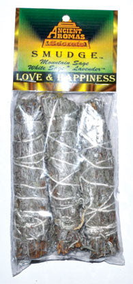 Love & Happiness smudge stick 3pk 4"
